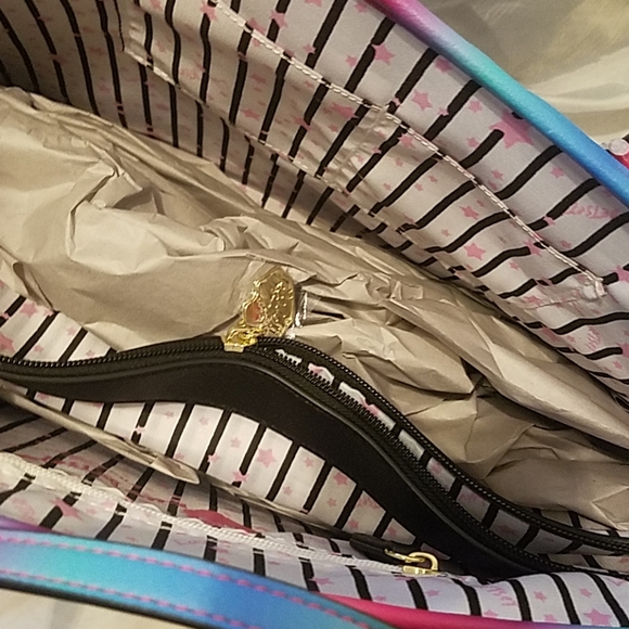 EUC Betsey Johnson tote multi color handle - Picture 3 of 5